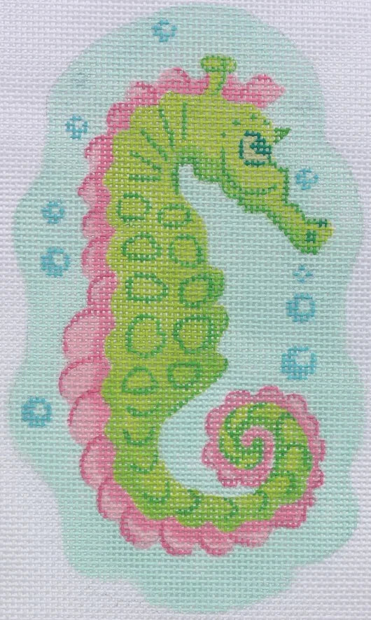 OM-88 - Pink and Green Seahorse with Bubbles