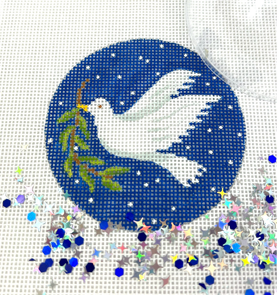 OMD-01 - Clear Dome and Confetti - Dove with Olive Branch