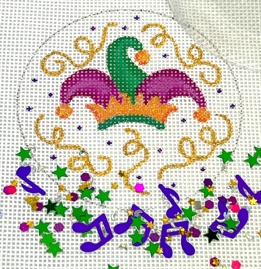 OMD-38 - Clear Dome and Confetti - Mardi Gras - Jester Hat