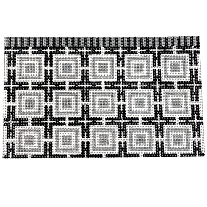 KK-P184A - Squares and Lattice - Black and Grey