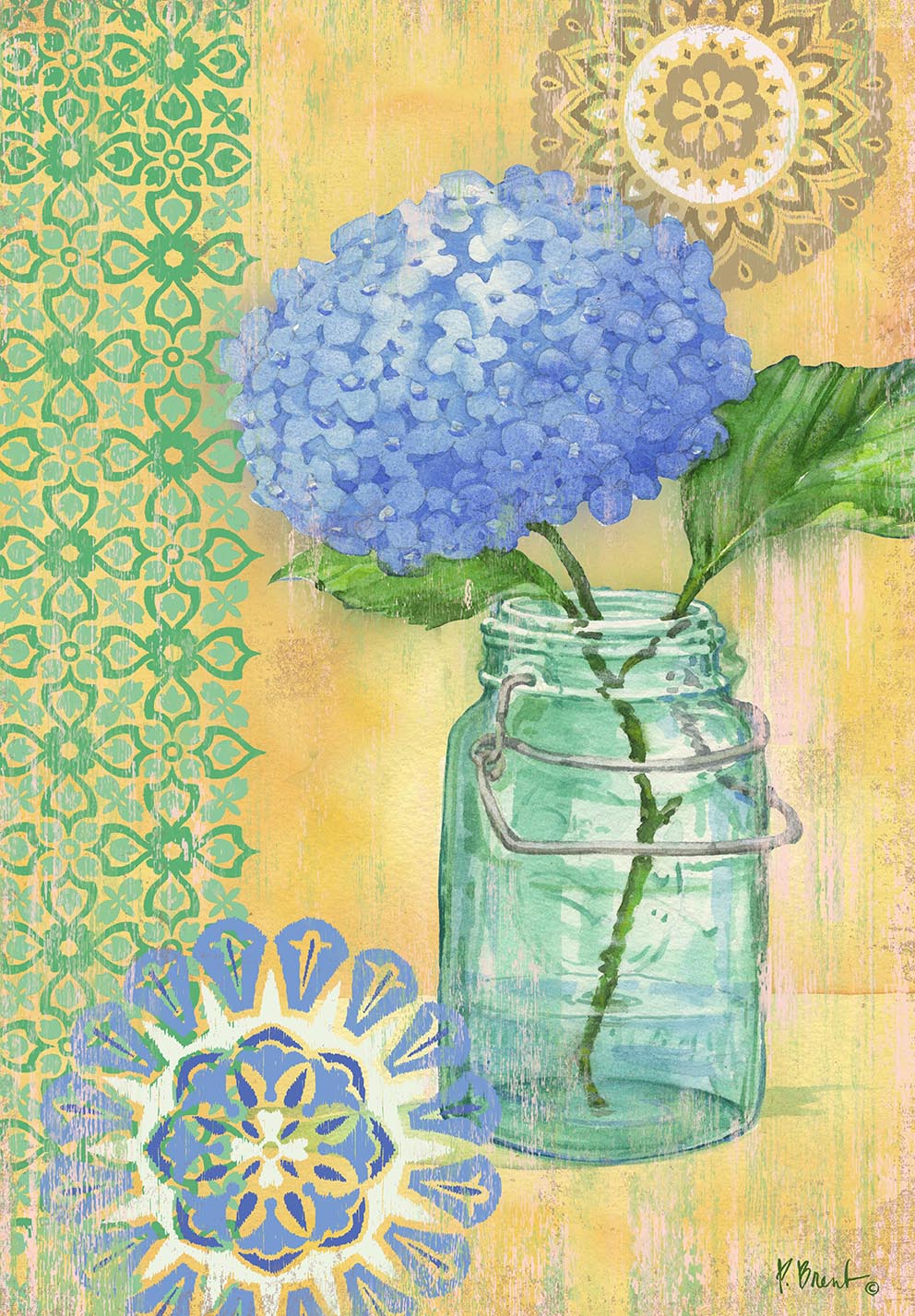 PB15638 - Vintage Glass Floral II Vertical