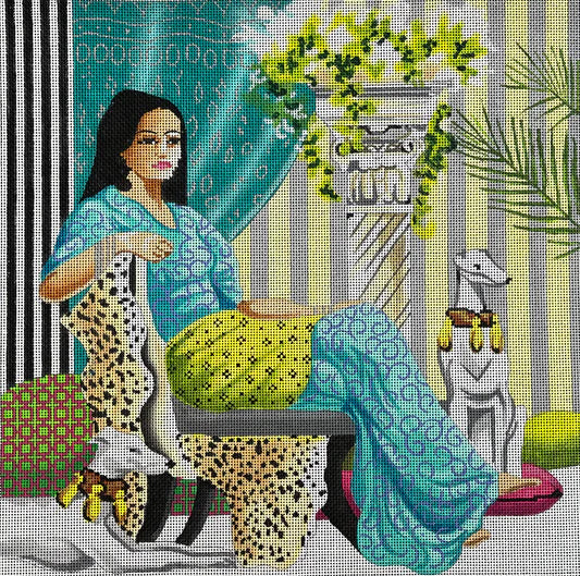 PE115 - Woman Lounging with Leopard Pattern