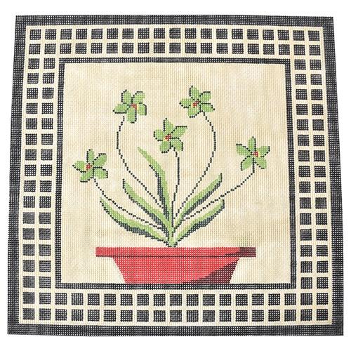 PIL201 - Green Flowers Red Pot