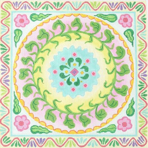 PL-159 - Mexican Embroidery Style Circle in a Square - Circus Palette