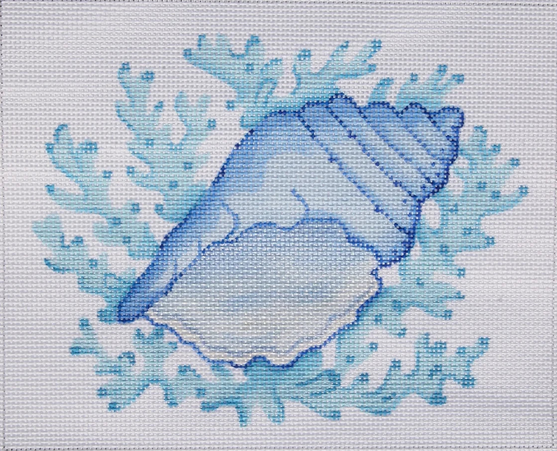 PL-383 - Conch Shell with Coral - All Shades Blue