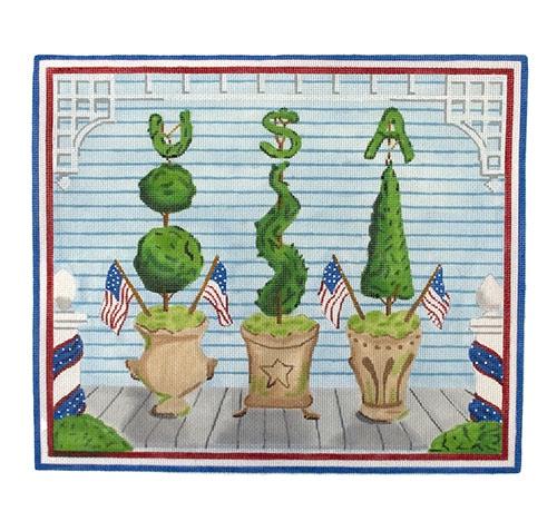 PL-407 - American Front Porch with USA Topiaries - Summer (Retiring)
