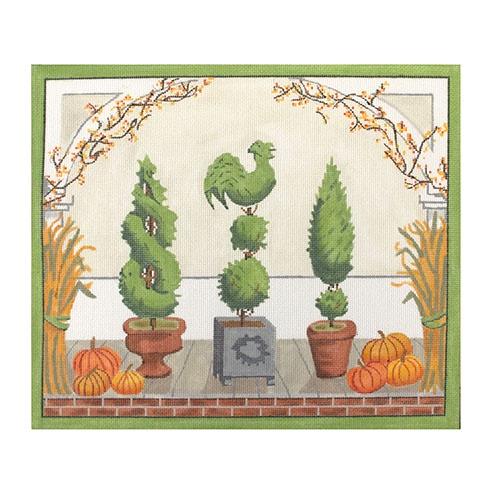 PL-408 - American Front Porch with Topiaries - Autumn