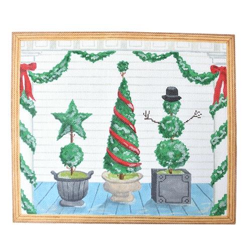 PL-409 - American Front Porch with Topiaries - Winter