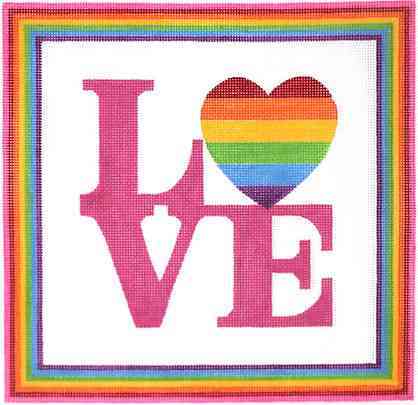 PL-410 - Robt. Indiana style LOVE with Rainbow Heart (Pride)