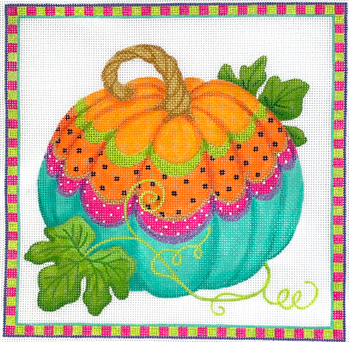 PL-439 - Funky Punkins Square #3 - Multi-Brights with Orange Turquoise Bottom
