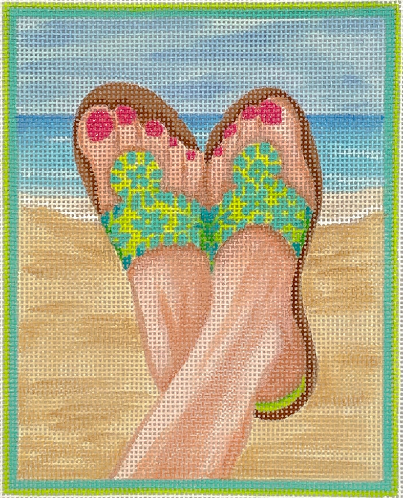 PL-446 - Here's Looking at Shoe - Jack Rogers Sandals - Lime with Turquoise