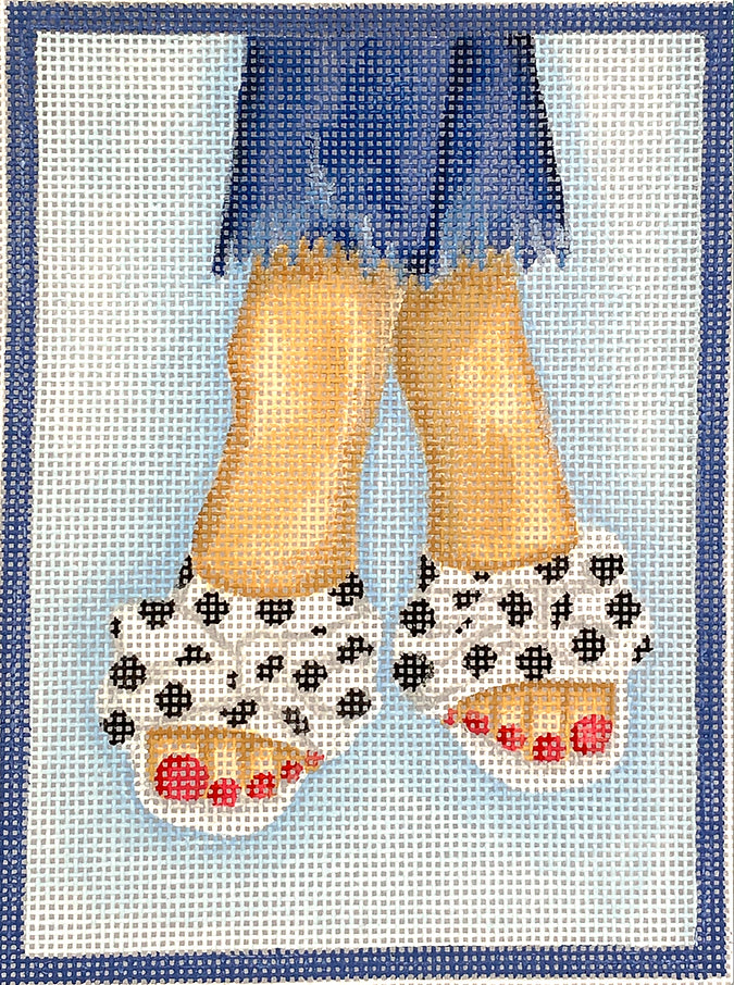 PL-458 - Here's Looking at Shoe - Polka Dot Open Toe Slides with Bows - White with Black