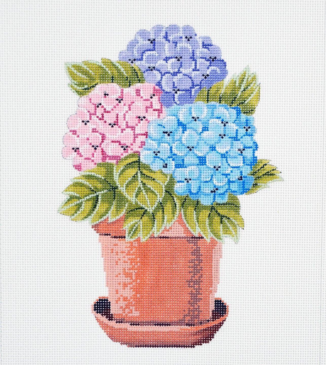 MBM-PL58 - Terra Cotta Pot of Hydrangeas
