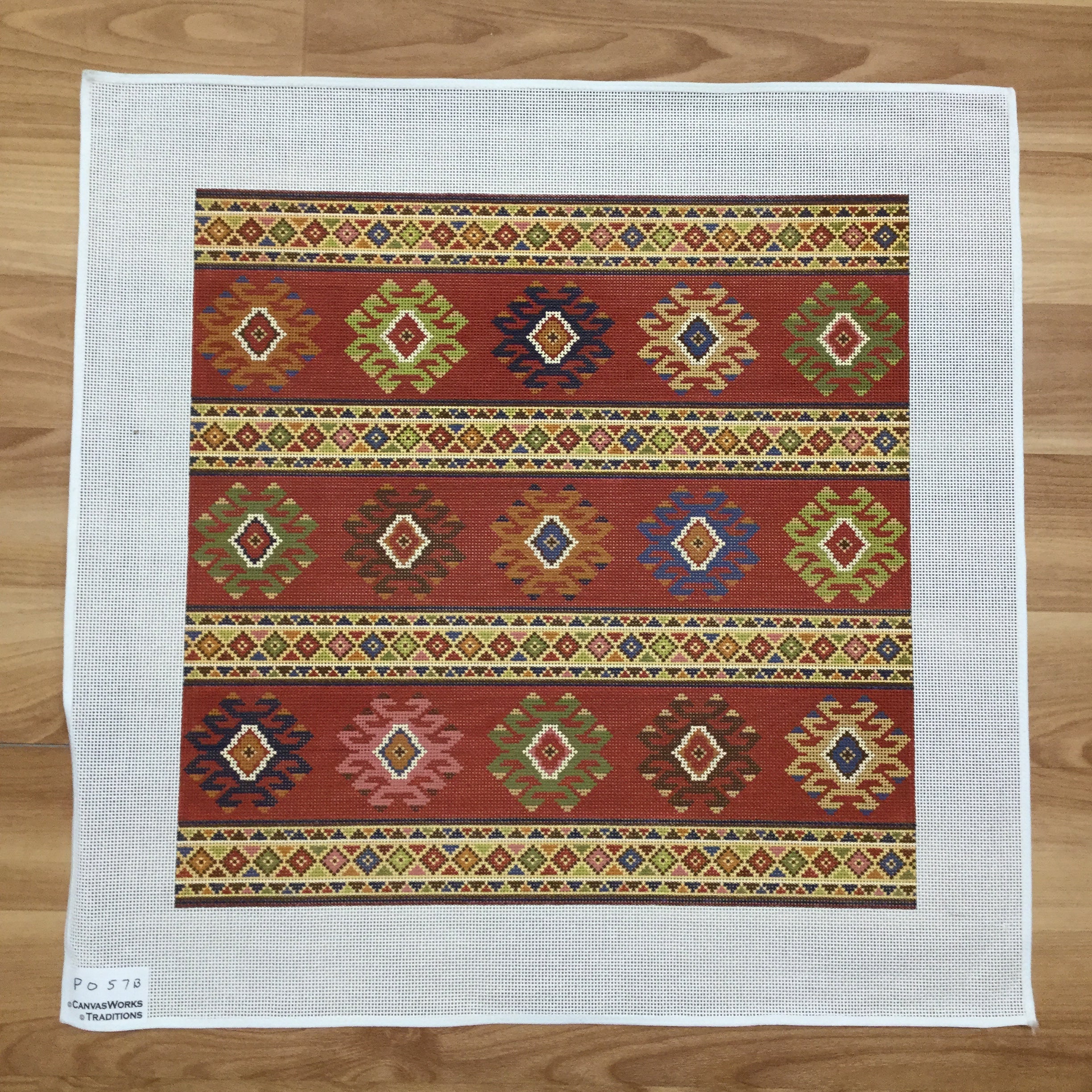 PO57B - Soumak - Red Background, Desert Colors