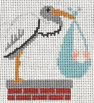 PT468 - Juvenile: Stork with Baby by Chimney Top