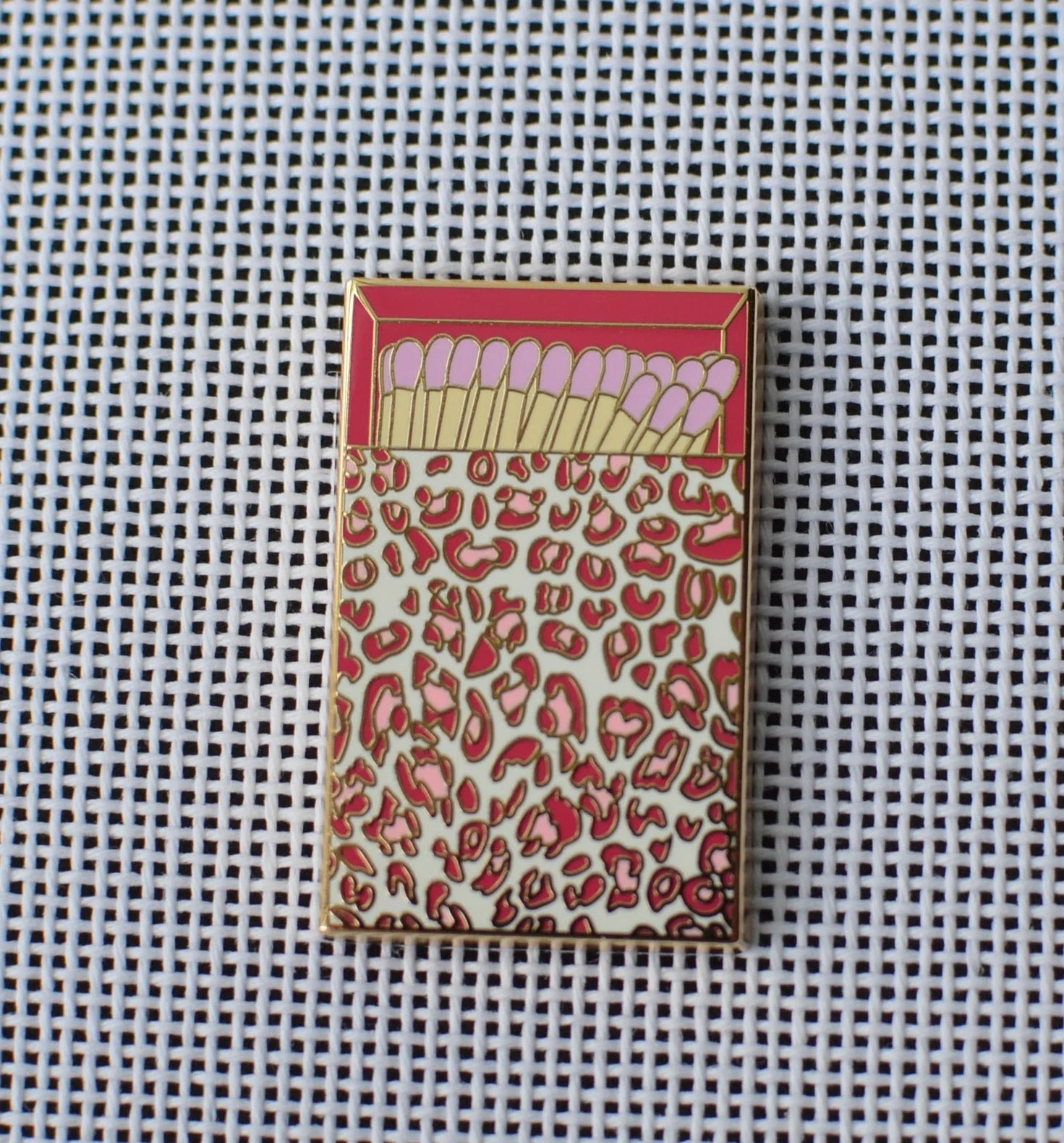 Pink Leopard Matchbox Needle Minder