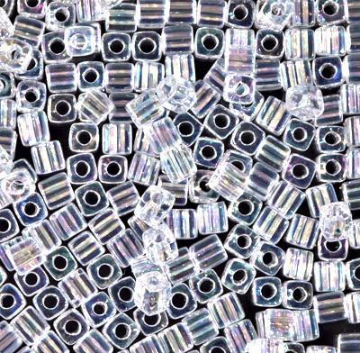 SB3-250: Miyuki 3mm Square Bead Crystal AB
