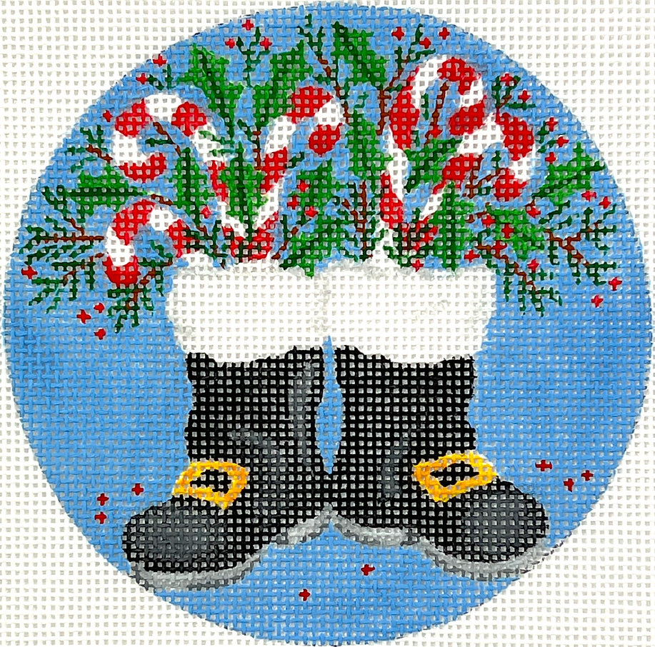 SER-OM-06 - Santa's Boots with Candy Canes and Greenery