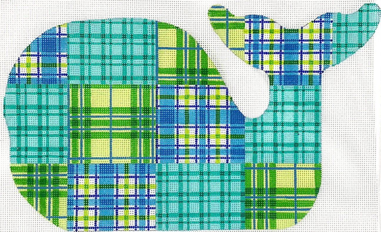 SST-254 - Medium Whale - Madras Patchwork - Blues and Greens