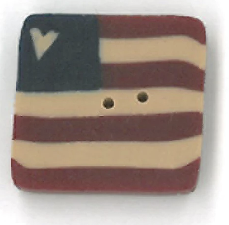 Small Folk Art Square Flag Button