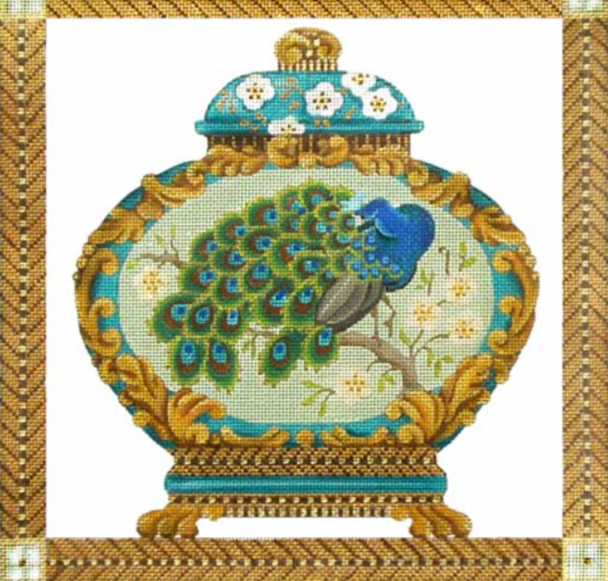 1665 - Peacock Ginger Jar