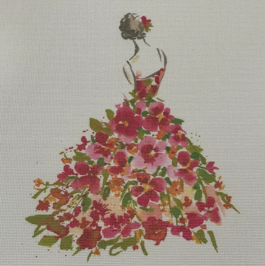 ECT876D - Lady with Multi color Flowers - Large