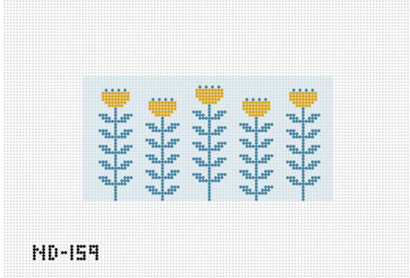ND-159 - Blue & Gold Block Print Flower A - Clutch Insert