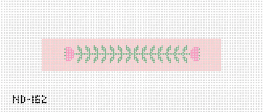 ND-162 - Pink & Green Block Print Flower A - Key Fob