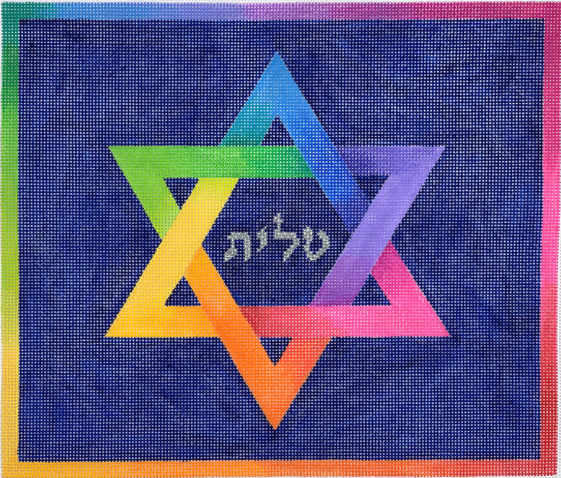 TAL-02 - Tallis/Tallit Bag - Rainbow Star of David on Midnight Blue