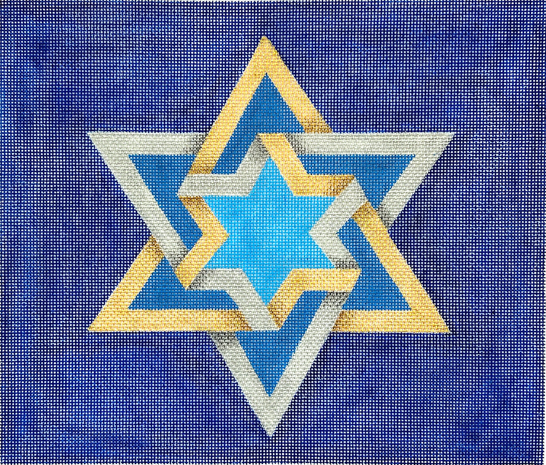 TAL-06 - Tallis/Tallit Bag - Double Interlocking Star of David - Golds and Silver