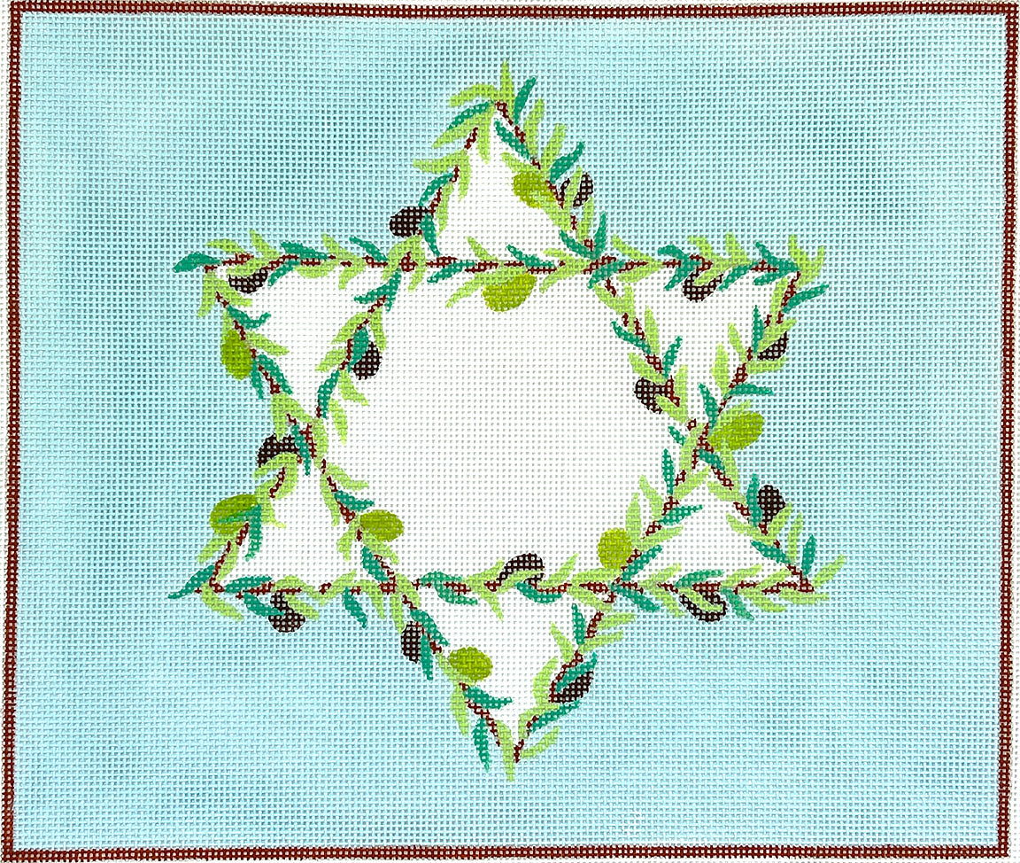 TAL-07 - Tallis/Tallit Bag - Olive Branches Star of David on Light Sky Blue