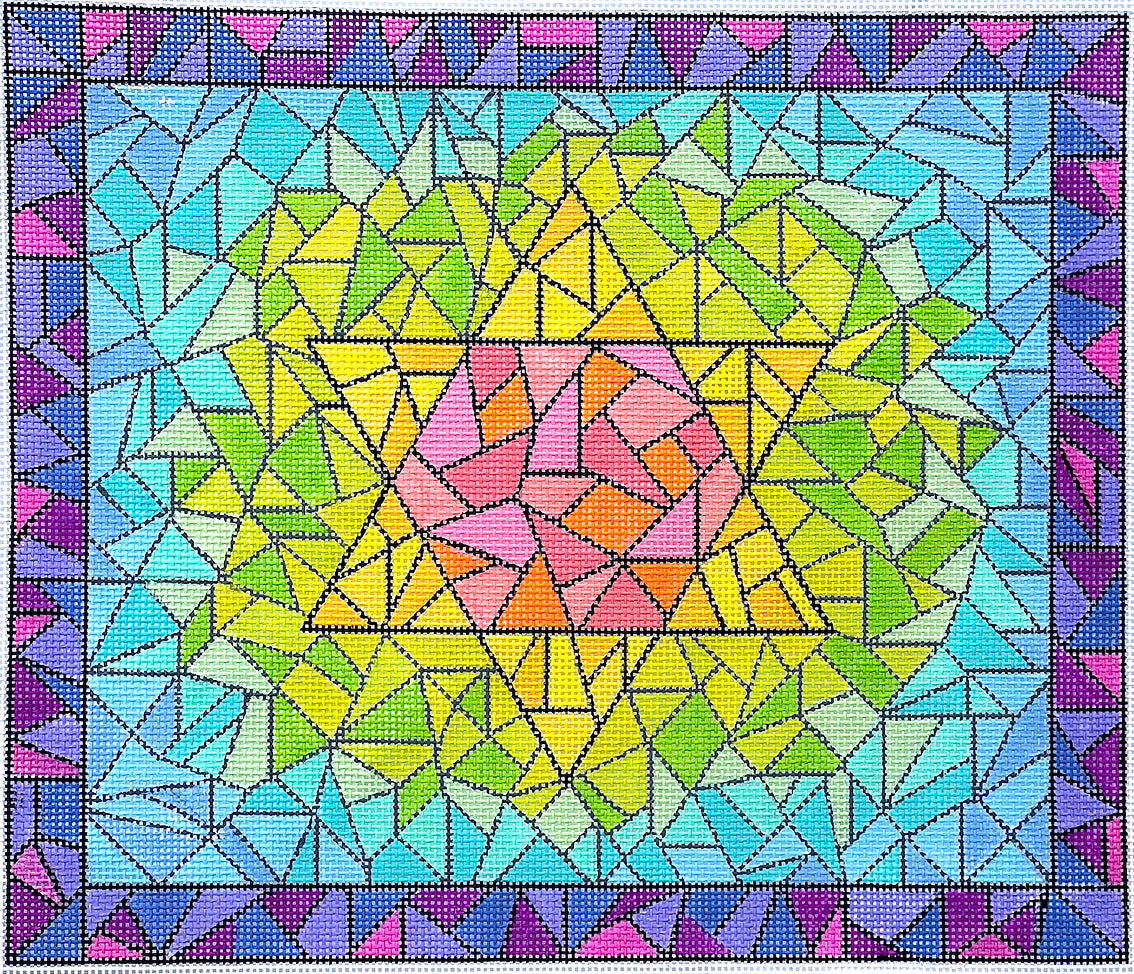 TAL-11 - Tallis/Tallit Bag - Stained Glass with Star of David - Pastels with Titanium Gray