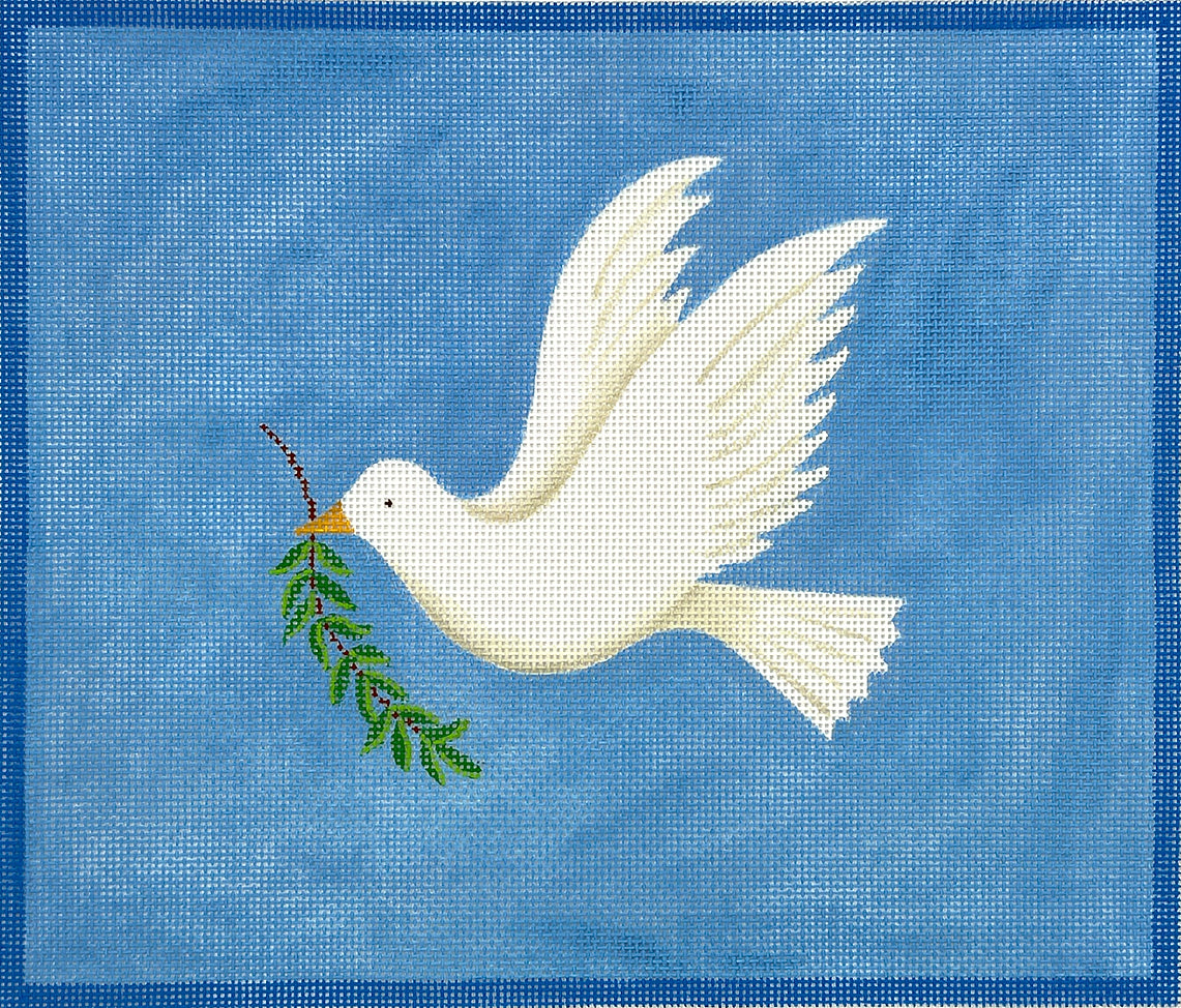 TAL-15 - Tallis/Tallit Bag - White Dove with Olive Branch on Medium Blue