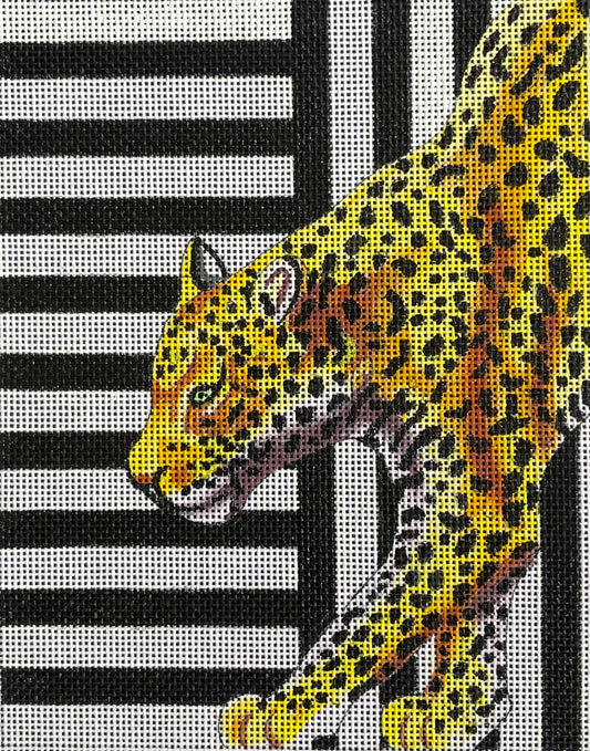 TB012 - Leopard on Black and White Stripes