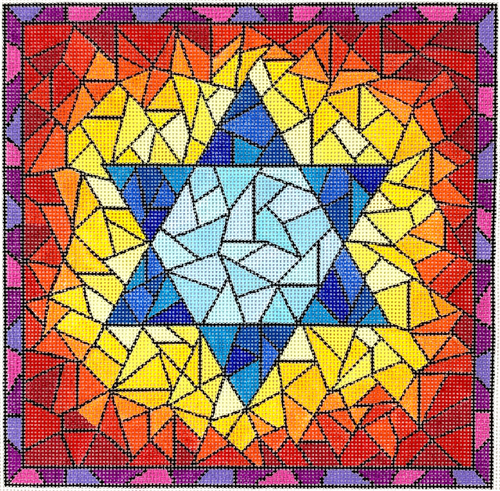 TEF-07 - Tefillin Bag - Stained Glass Star of David