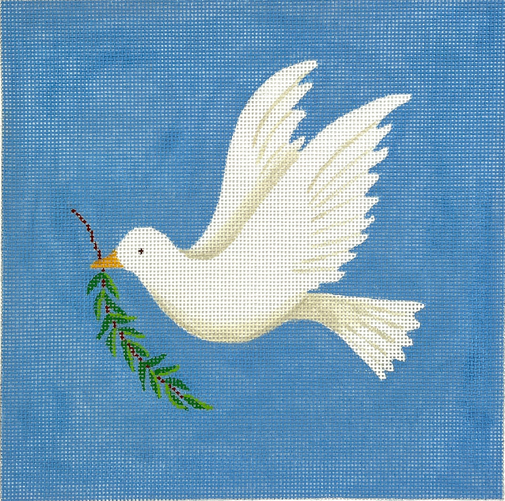 TEF-08 - Tefillin Bag - White Dove with Olive Branch on Medium Blue
