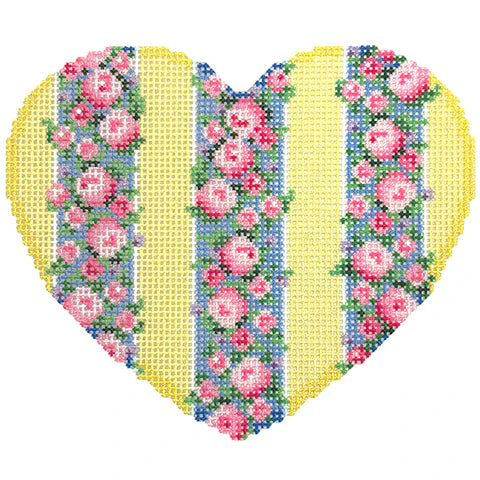 NTG TS914 - Three Vertical Rose Border Large Heart
