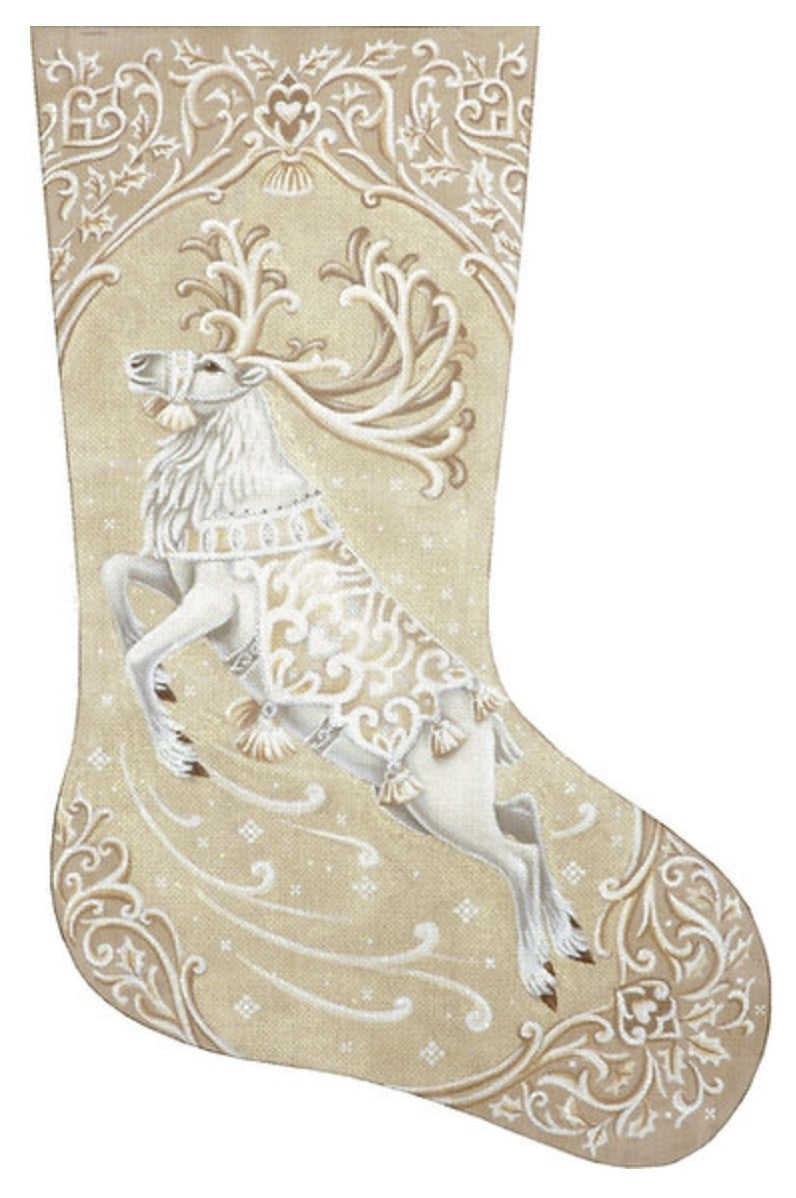 TTAXS384 - Ivory Reindeer Stocking