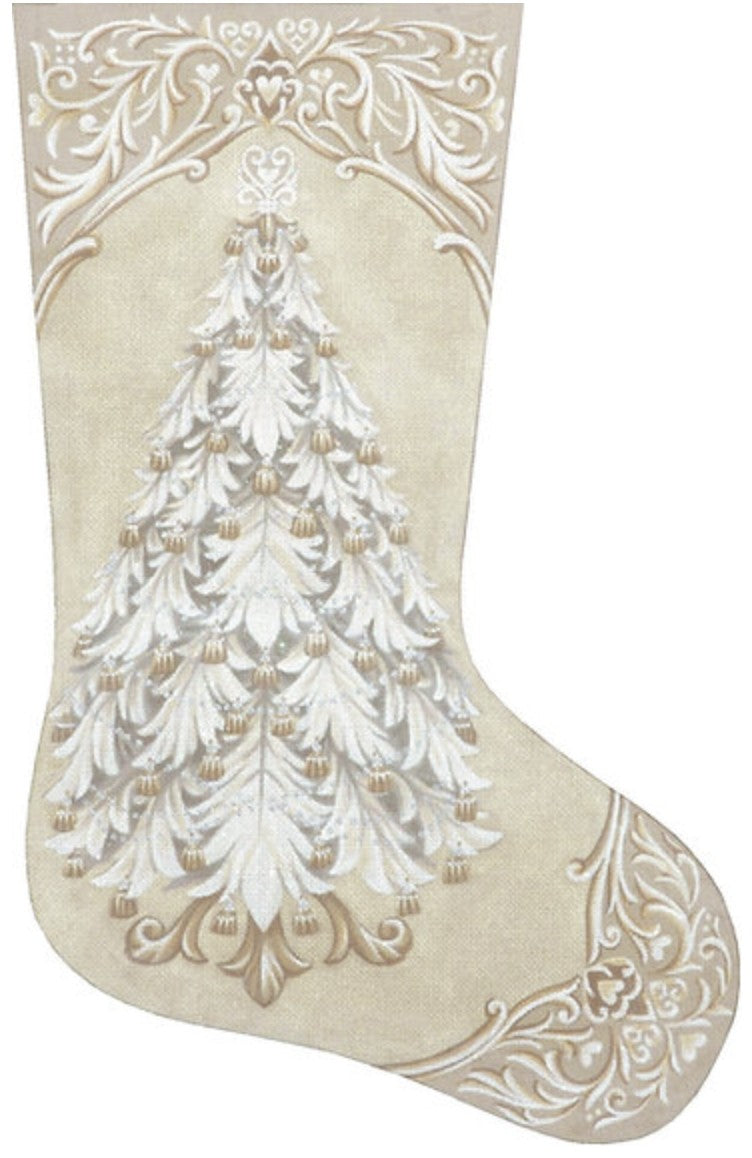 TTAXS385 - Ivory Tassel Tree Stocking