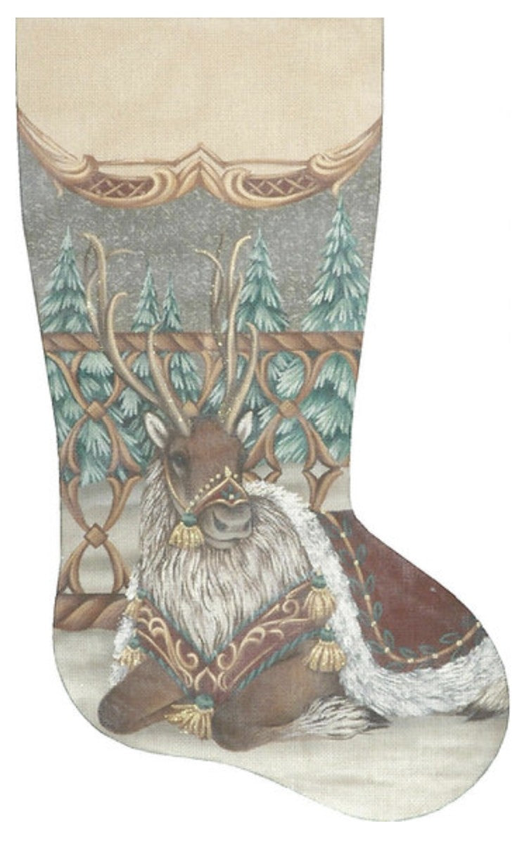 TTAXS415 - Burgundy Reindeer Stocking