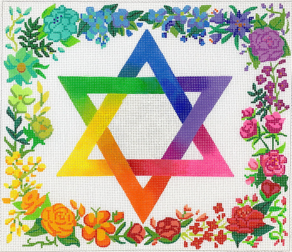 TAL-04 - Tallis/Tallit Bag - Rainbow Floral Star of David