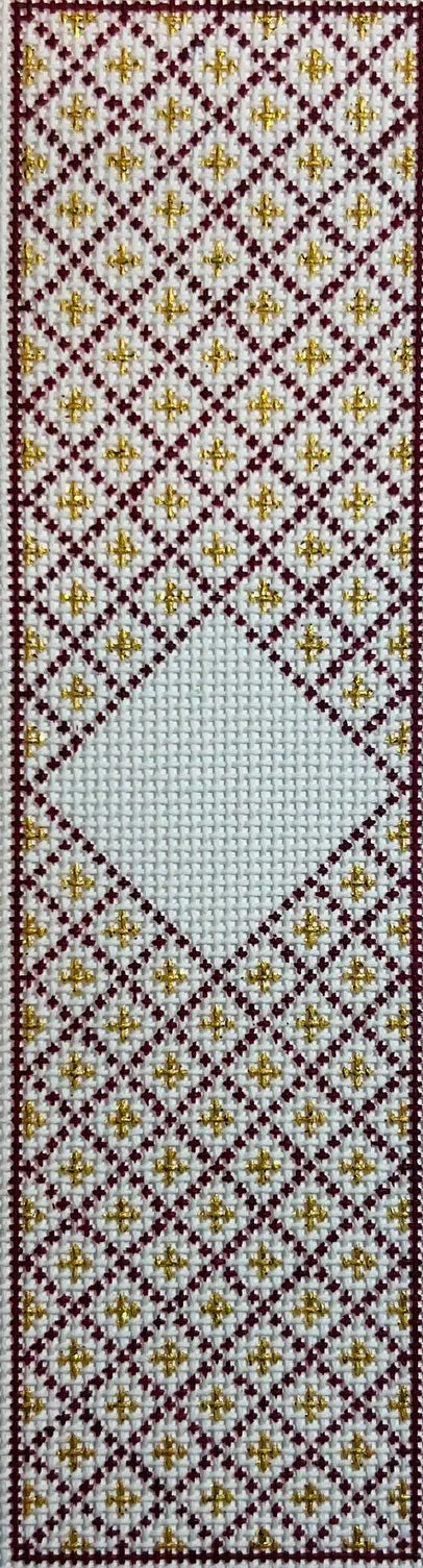 WG11757 - Red and Gold Diamond Monogram Bookmark