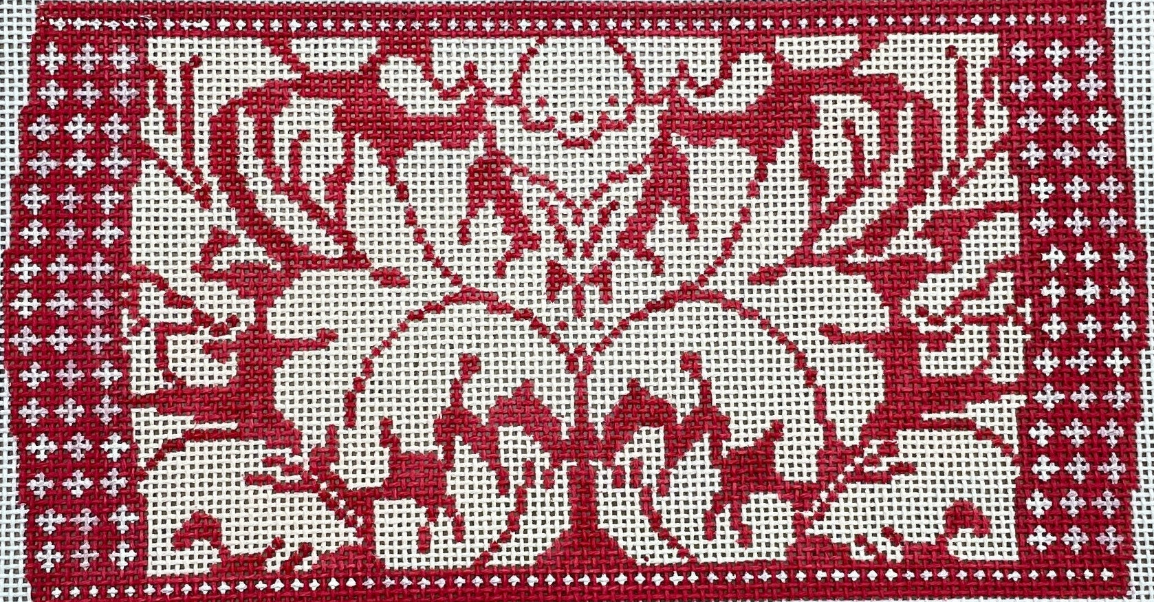 WG11841N - Royal Damask Needle Case - Red and Ivory