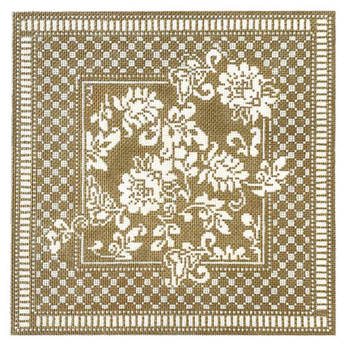 WG12375 - Karen's Damask Pillow - Gold and Ivory