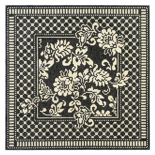 WG12685 - Karen's Damask Pillow - Black and Cream