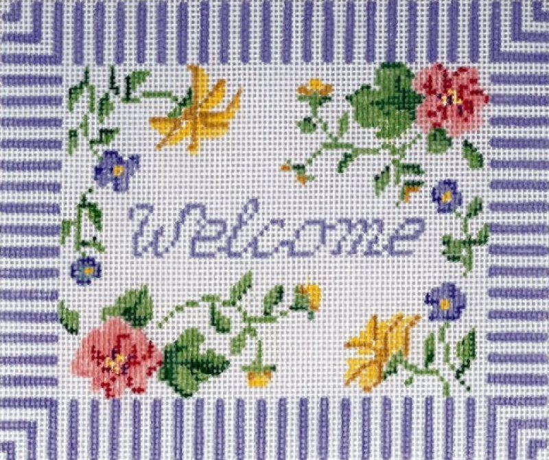 WS675 -  Blue Floral Welcome Sign
