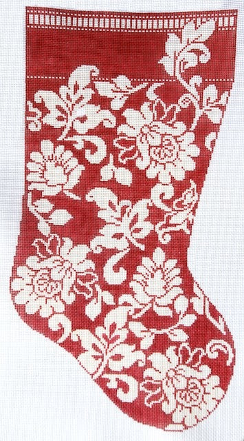WG12549 - Karen's Damask Stocking - Red