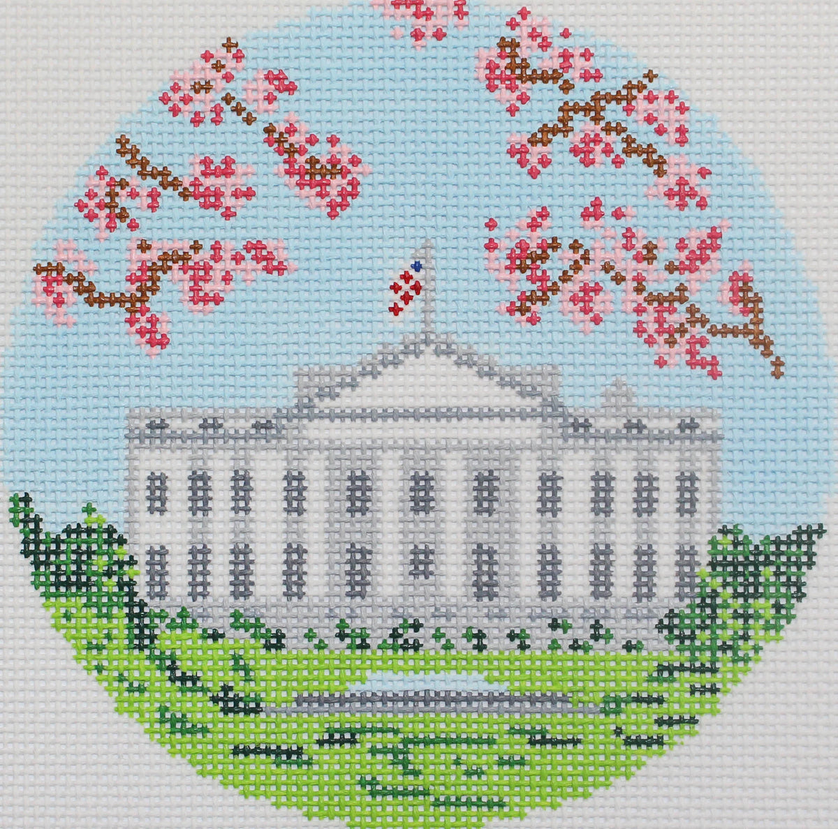 X70 - White House with Cherry Blossoms Ornament