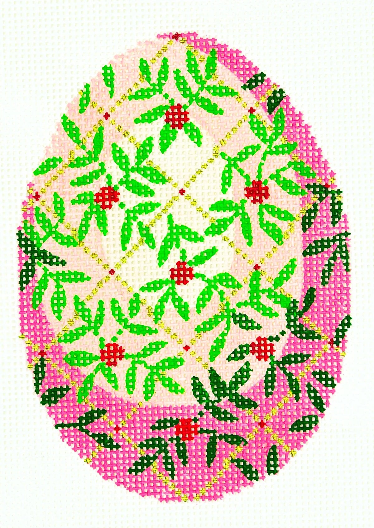 XM454 - Faberge Egg - Red Berries on Peach and Pink