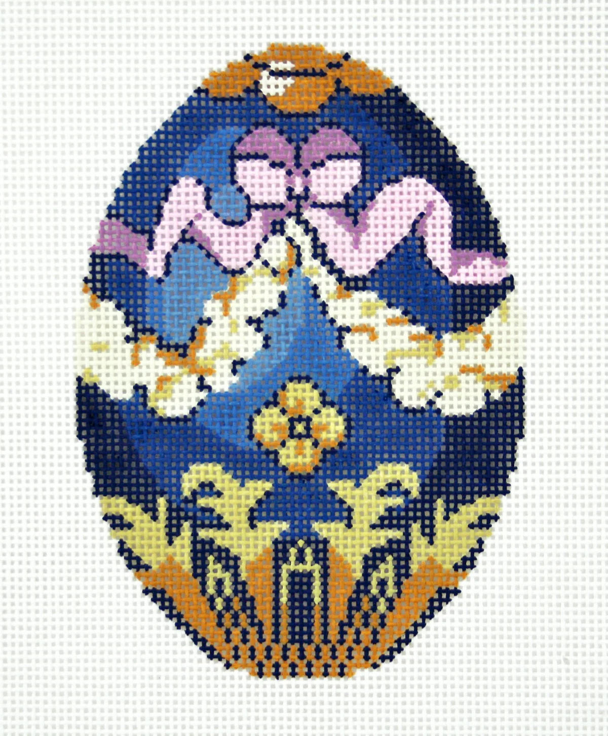 XM494 - Faberge Egg - Purple Ribbon on Blue